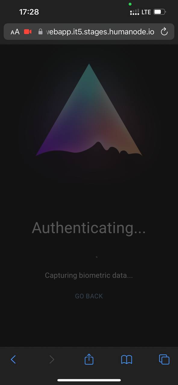 Mobile web page with the AUTHENTICATE tab selected
