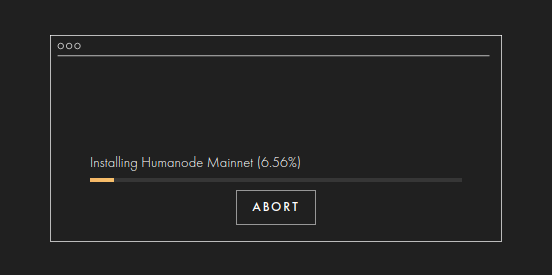 Installation progress dialog for a local Humanode Mainnet node