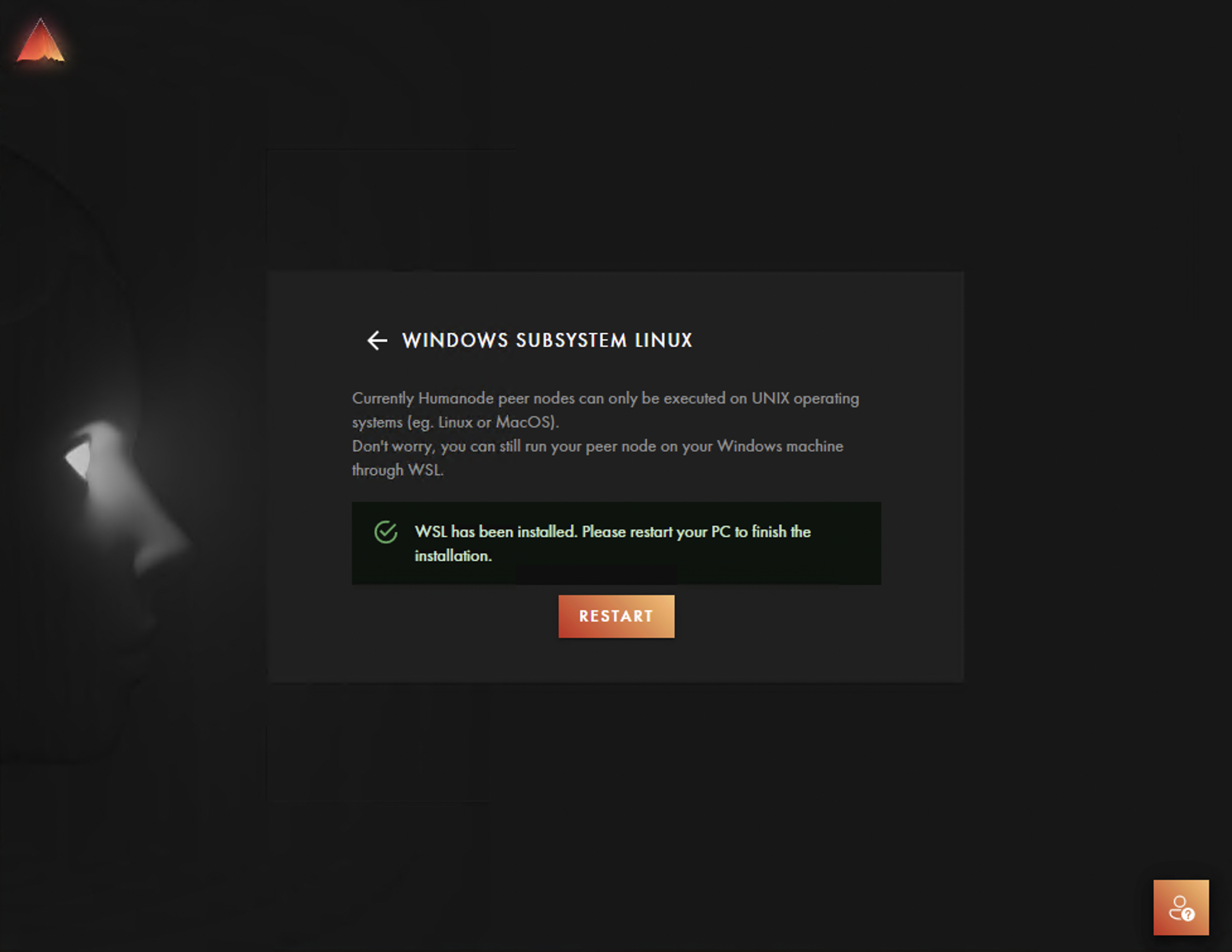 Prompt to restart Windows after WSL installation completes
