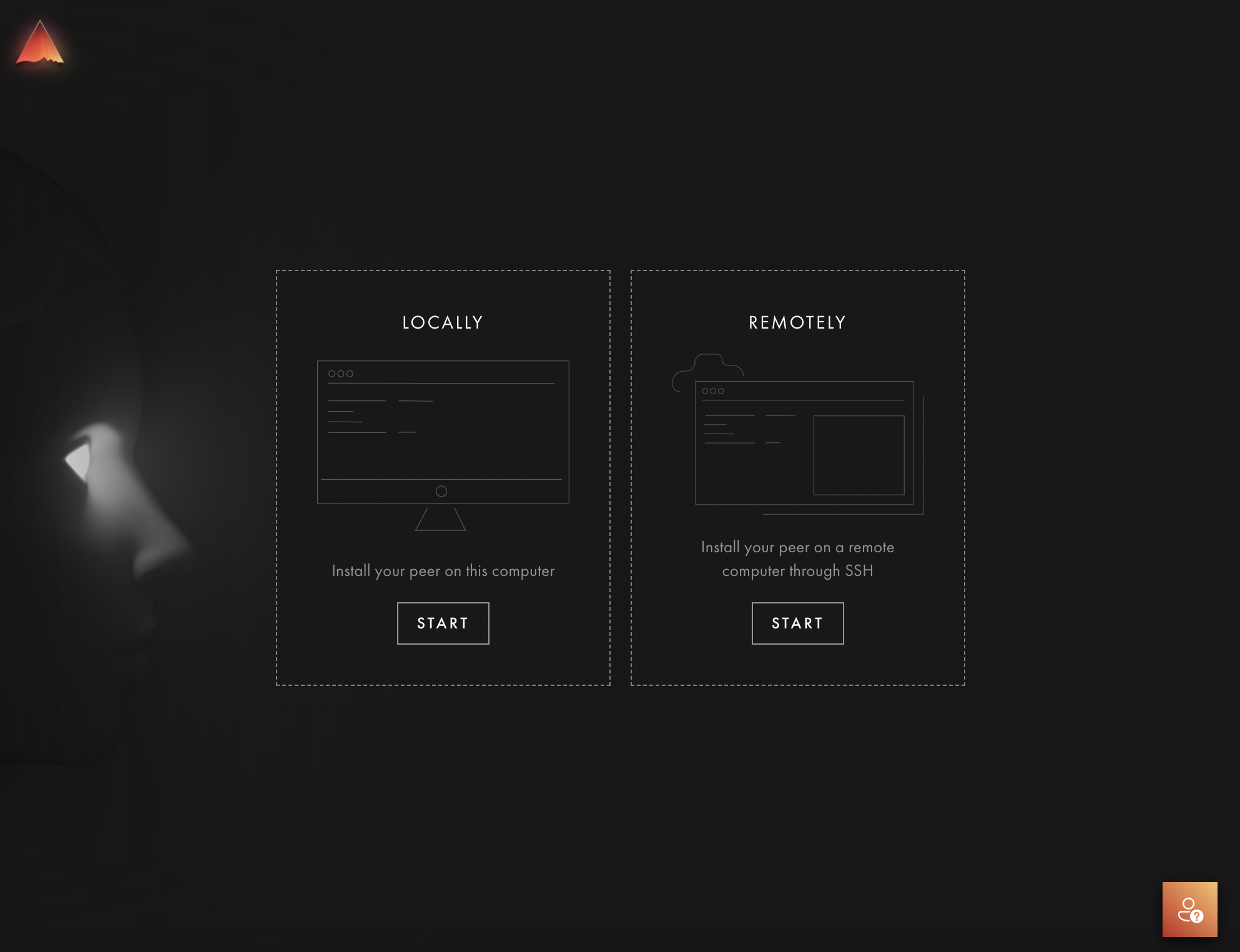 Workspace creation screen with Start Locally and Start Remotely options